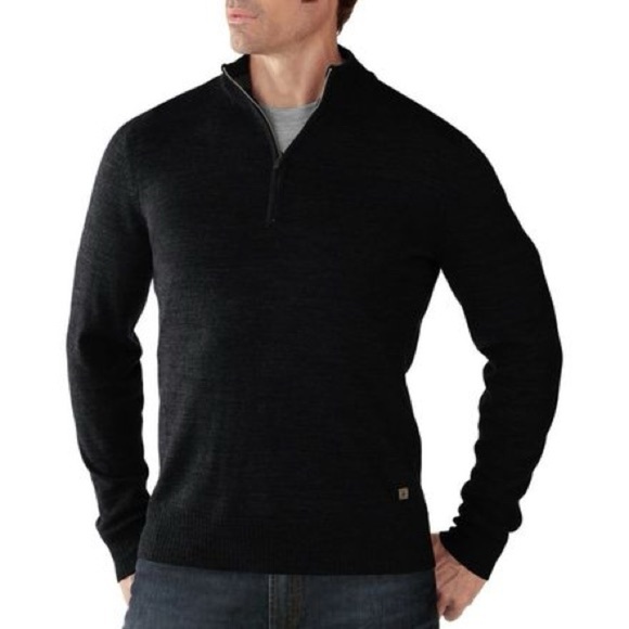 Smartwool Mens Kiva Ridge Half Zip Merino Wool Sweater Mid Layer in Black SR628 - Picture 1 of 10